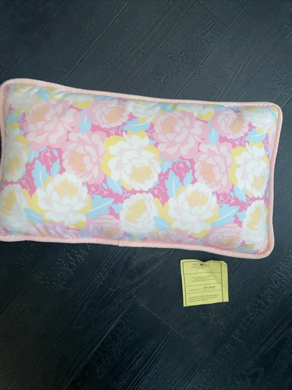 Floral Lumbar Throw Accent Pillow With Insert pastel pink blue, yellow white‎